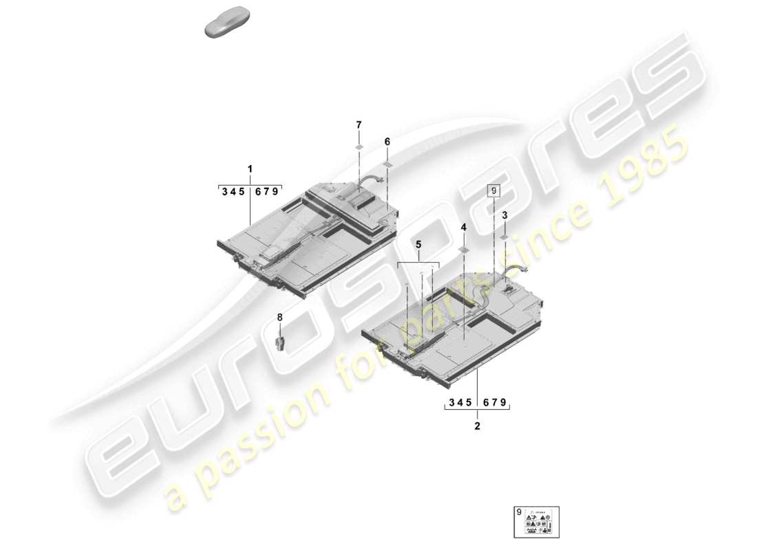 a part diagram from the porsche taycan parts catalogue