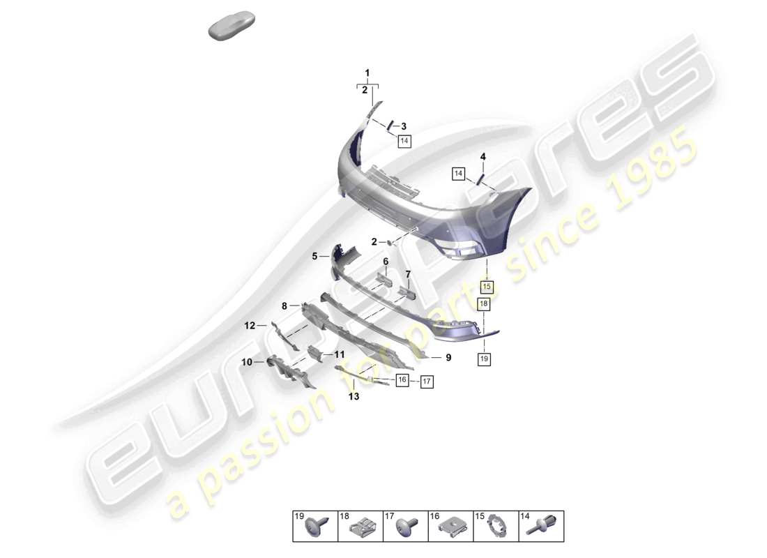 porsche 2024 (992-2) bumper rear part diagram
