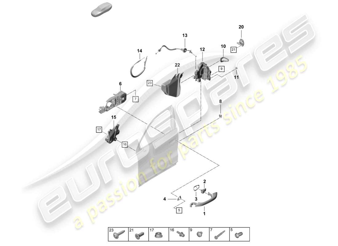 porsche 2026 (cayenne e3 pa) door handle, exterior front door lock part diagram