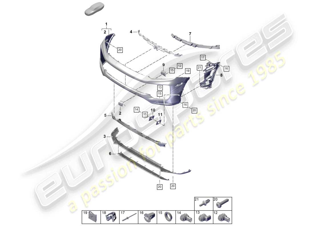 porsche 2026 (cayenne e3 pa) bumper part diagram