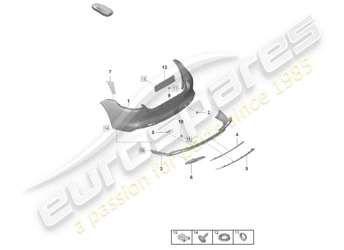 porsche 2021 (panamera 971-2) bumper rear sport design package part diagram
