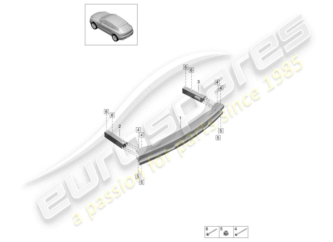 porsche 2026 (macan) bumper carrier rear part diagram