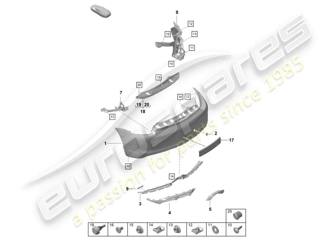 porsche 2023 (718 cayman gt4) bumper rear part diagram