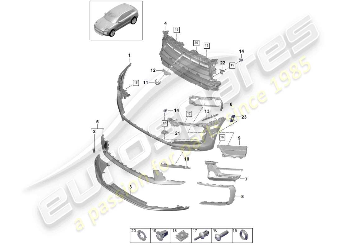porsche 2024 (macan) bumper front part diagram