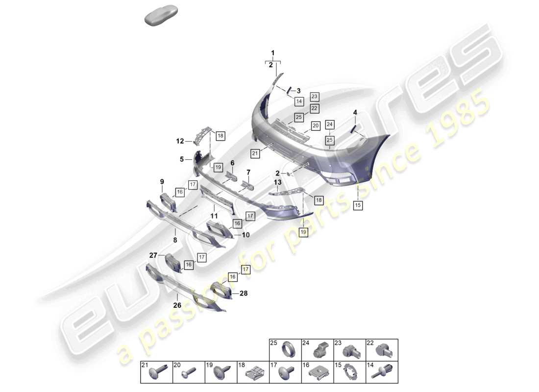 porsche 2025 (992-2) bumper rear parts diagram