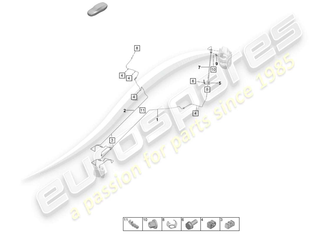 porsche 2026 (992-2 gt3) brake line center underbody rear rear axle parts diagram