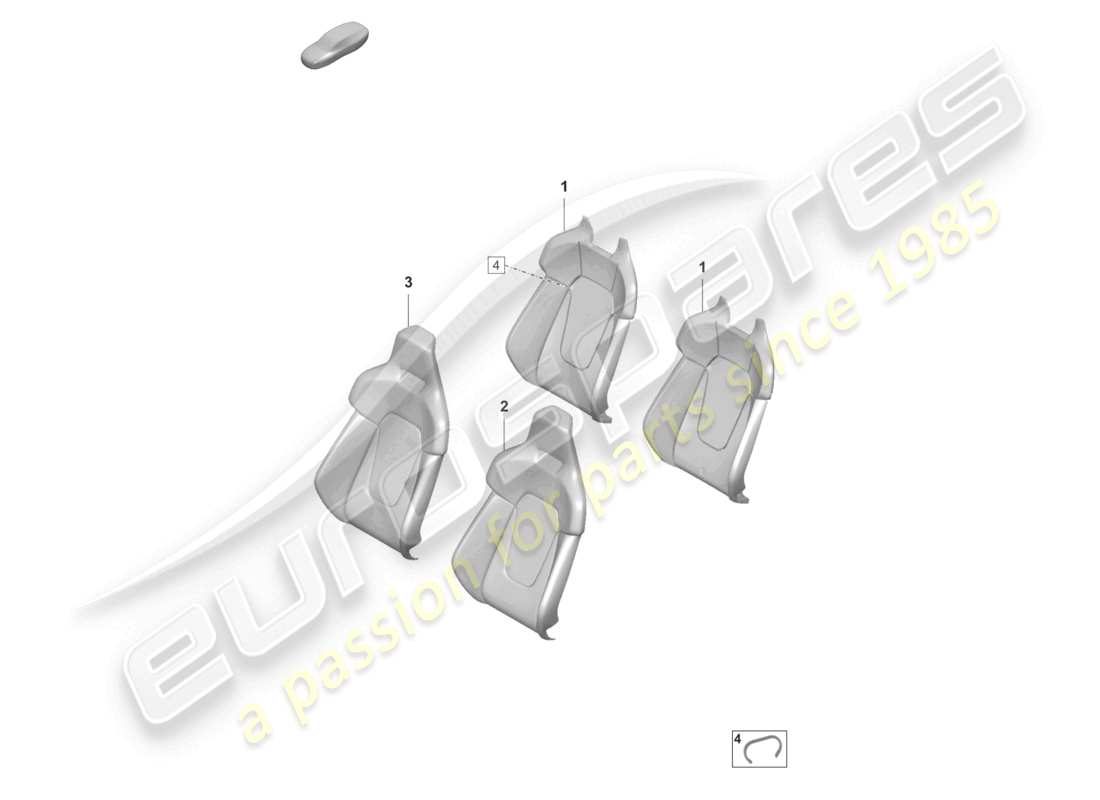 porsche 2025 (taycan 9j1-2) foam part backrest cover sports seat parts diagram