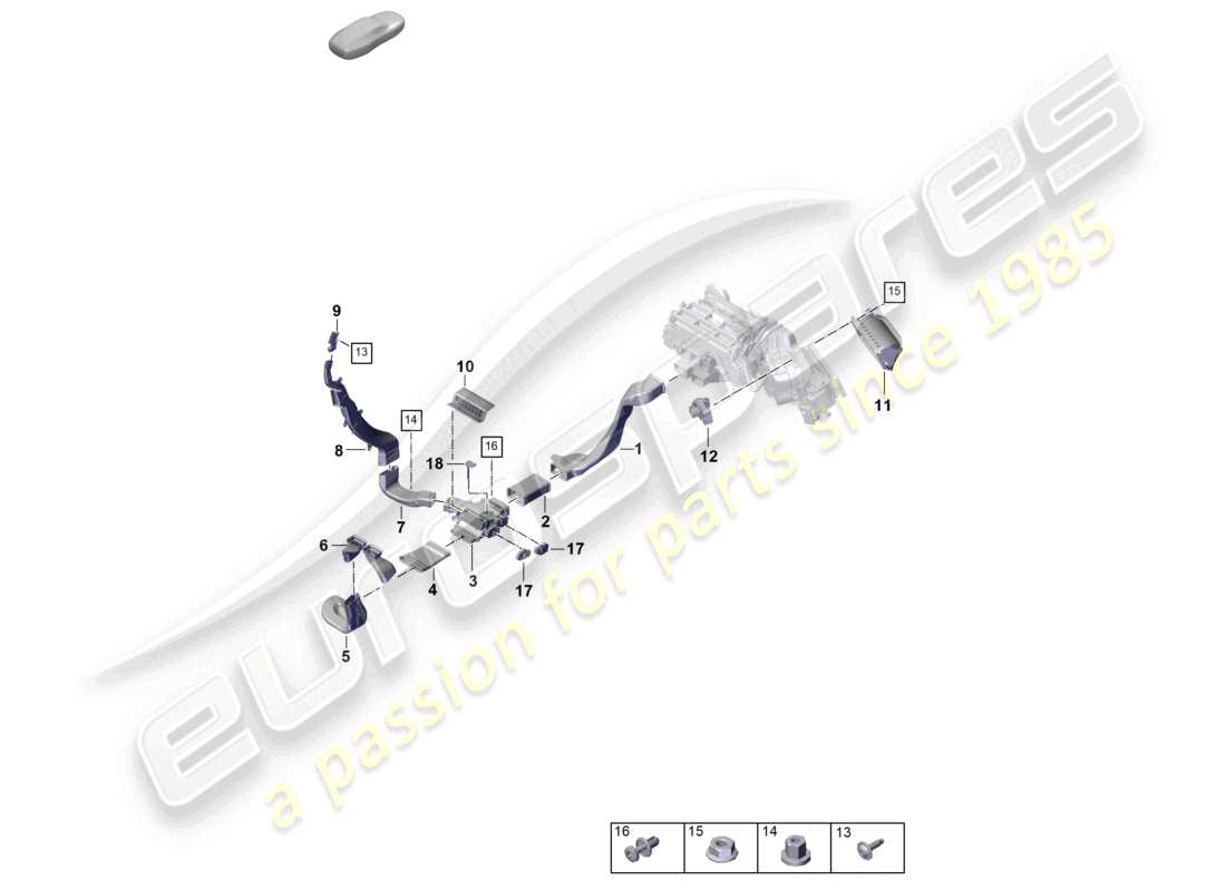 porsche 2024 (panamera 976) air guide 4-zone air-conditioning system passenger comp. ventilation part diagram