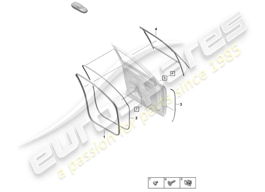 porsche 2024 (cayenne e3 pa) door seal front accessories coupe part diagram