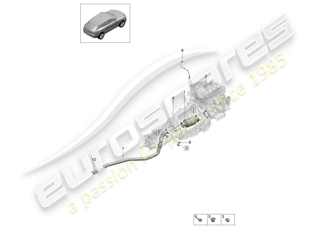 porsche 2023 (macan) catalytic converter lambda probe part diagram