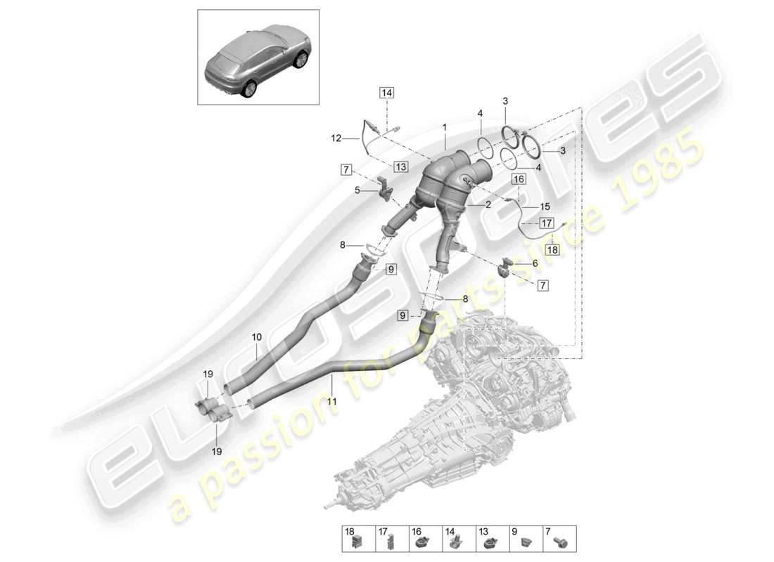 porsche 2026 (macan) catalytic converter lambda probe part diagram
