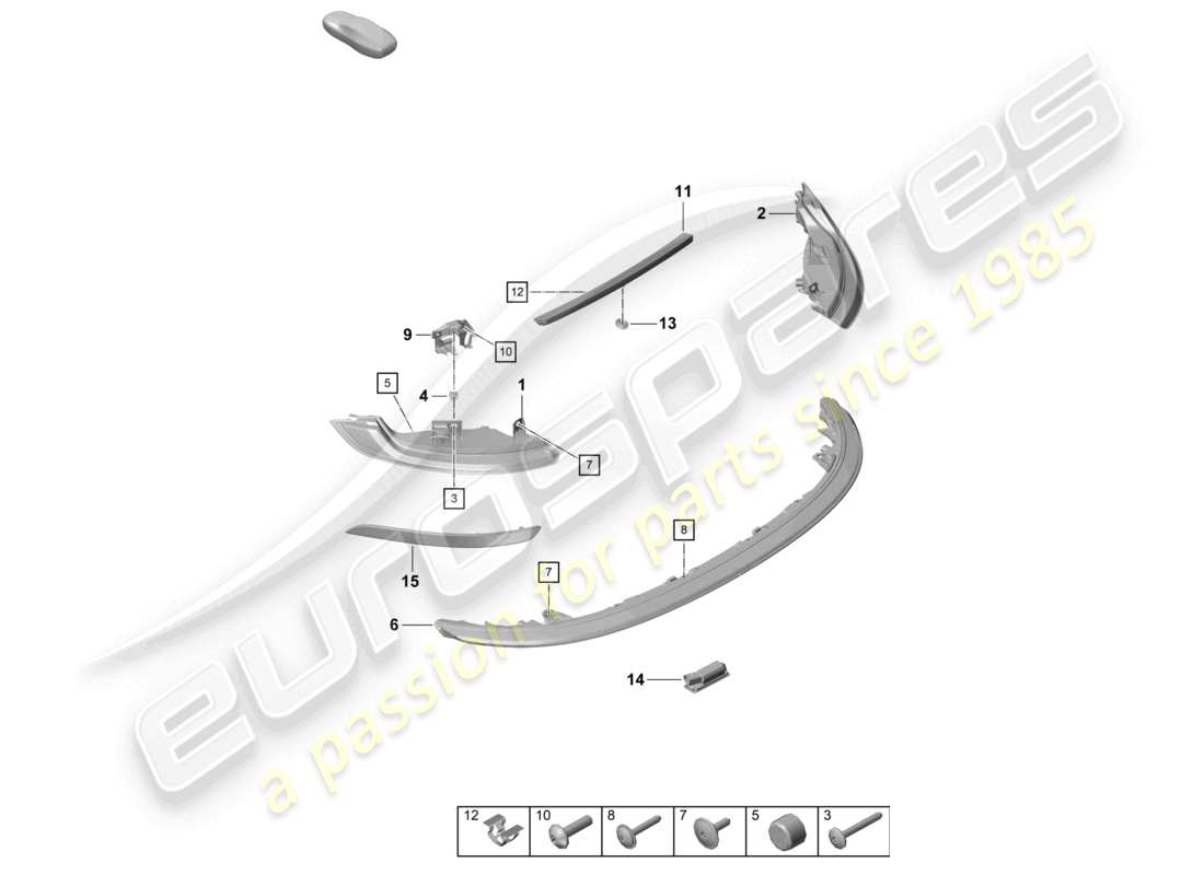 porsche 2020 (992-1 turbo / s) rear light additional brake light licence plate light parts diagram