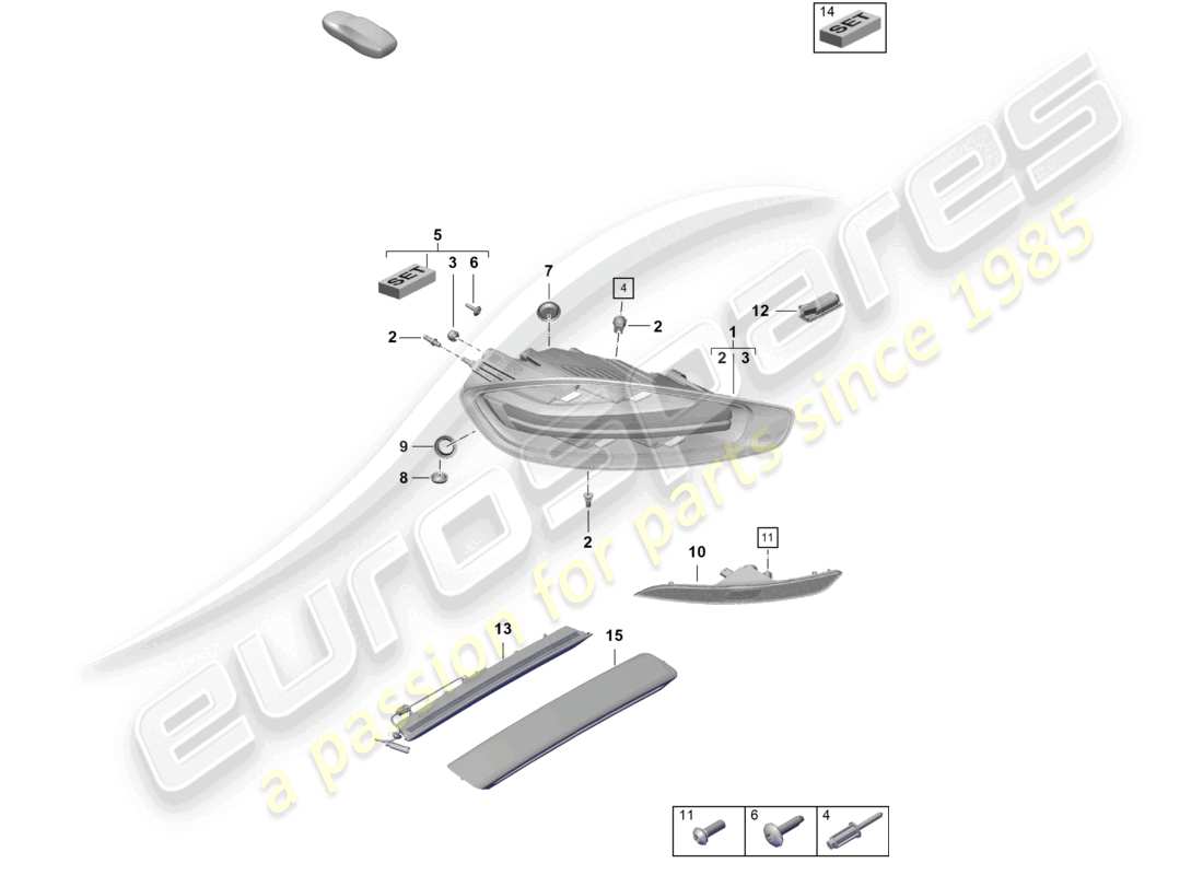 porsche 2021 (718 boxster spyder) rear light licence plate light additional brake light rear fog light parts diagram