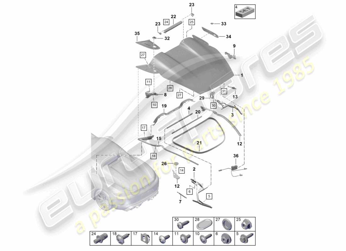 porsche 2023 (718 boxster) cover rear part diagram