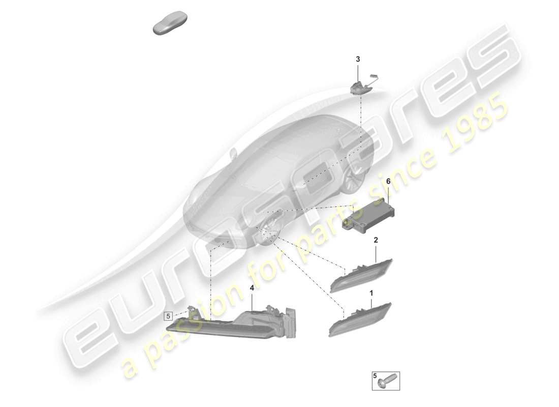 porsche 2023 (992-1) turn signal repeater side marker light control unit for day driving light parts diagram