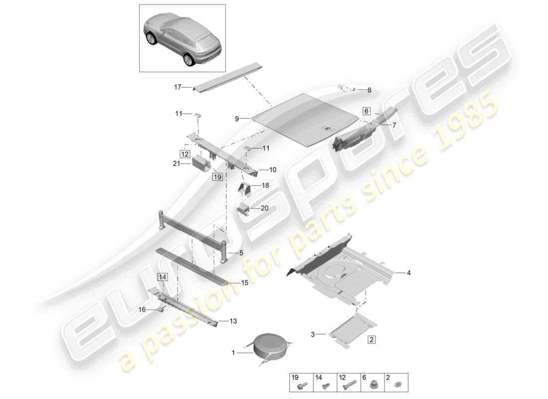 porsche 2023 (macan) trim for luggage compartment accessories luggage compartment system part diagram