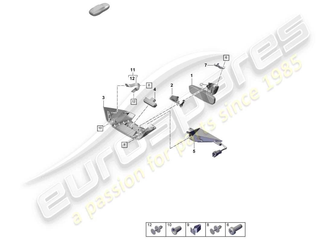 porsche 2024 (cayenne e3 pa) interior mirror accessories part diagram