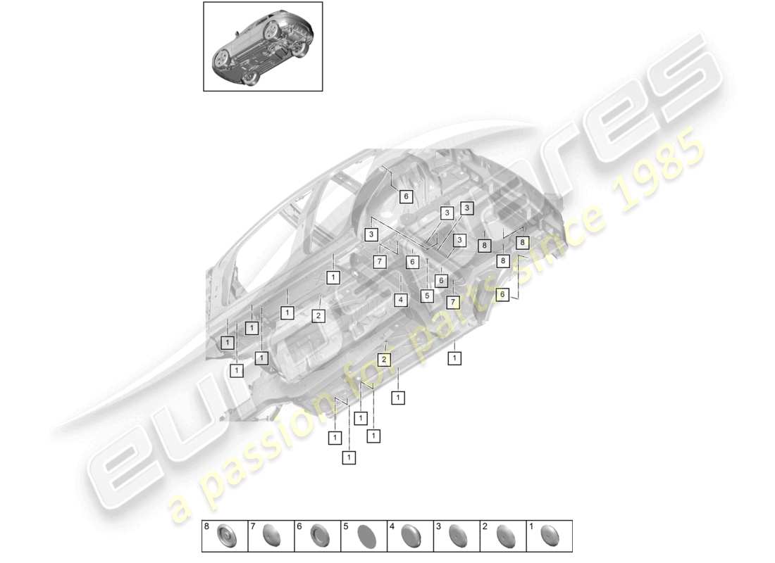 porsche 2022 (macan) bungs lower outer underbody part diagram