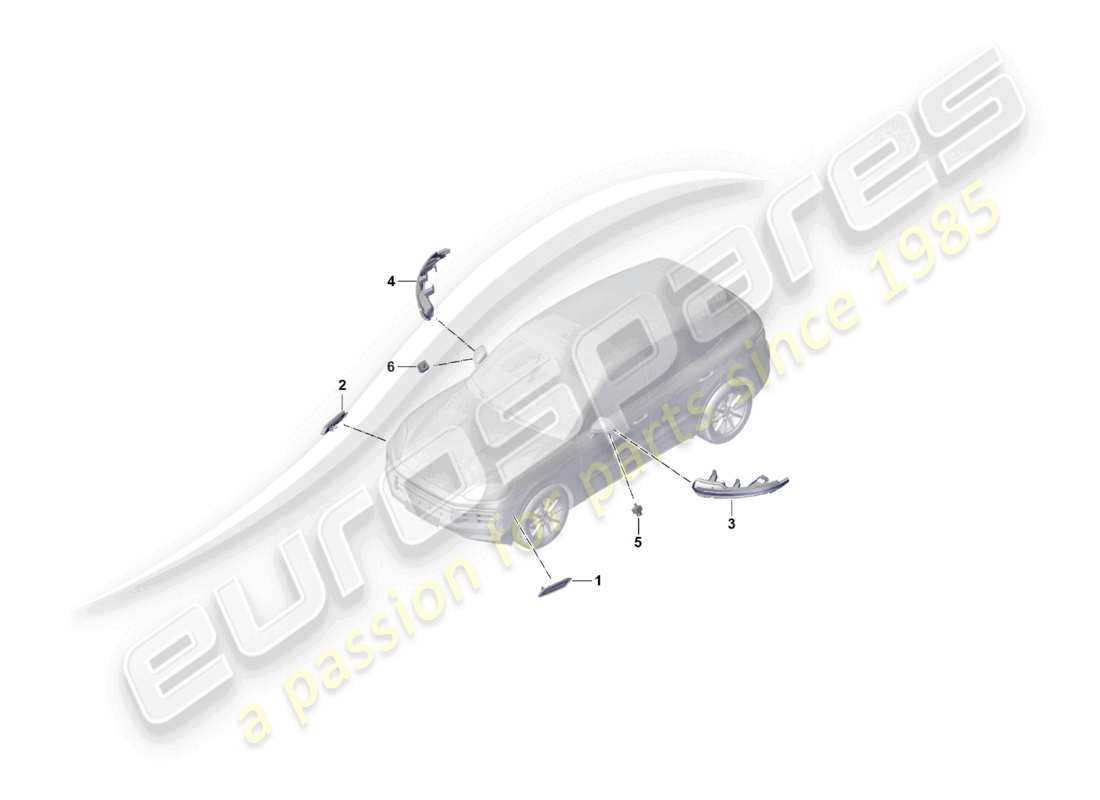 porsche 2025 (cayenne e3 pa) side marker light turn signal repeater part diagram