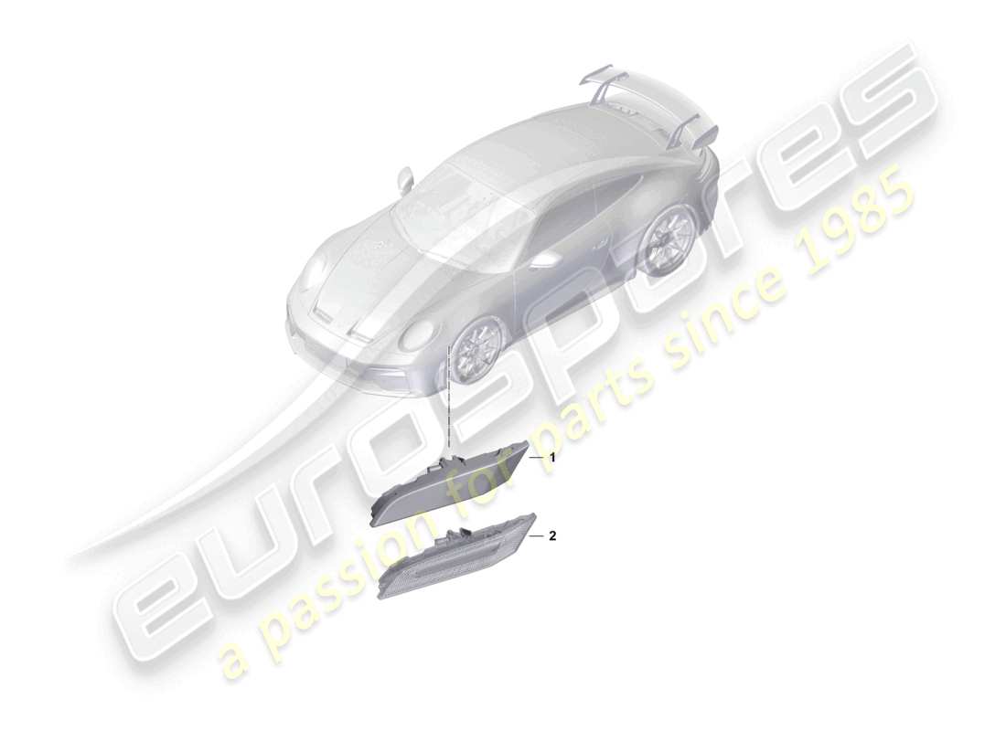 porsche 2026 (992-2 gt3) turn signal repeater side marker light parts diagram