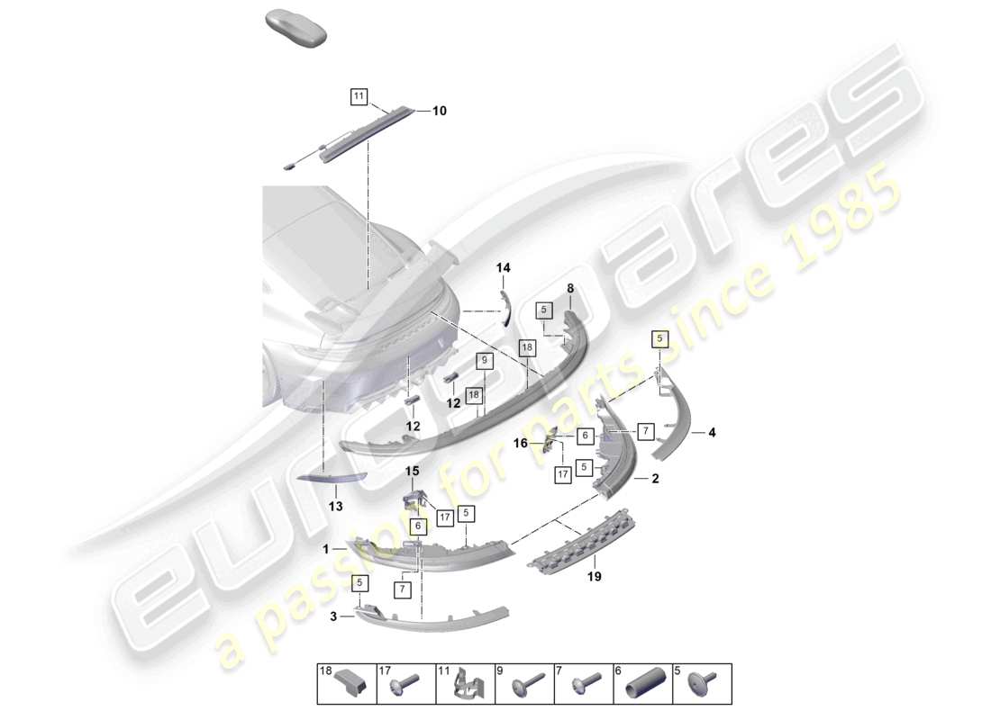 porsche 2026 (992-2 gt3) rear light additional brake light licence plate light parts diagram