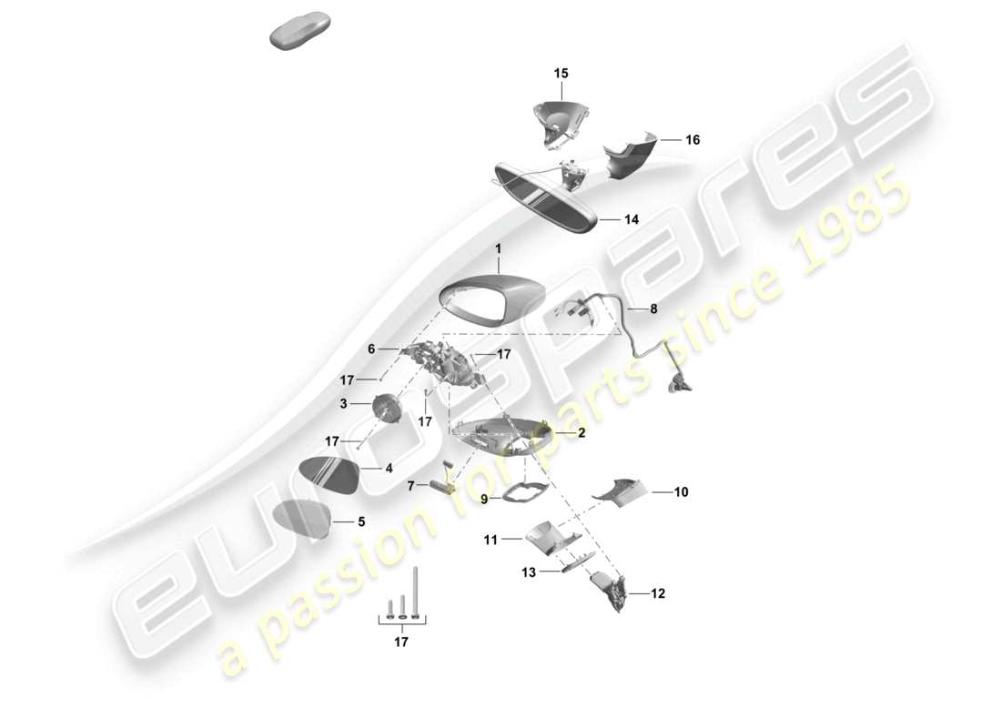 porsche 2022 (718 boxster spyder) exterior mirror interior mirror parts diagram