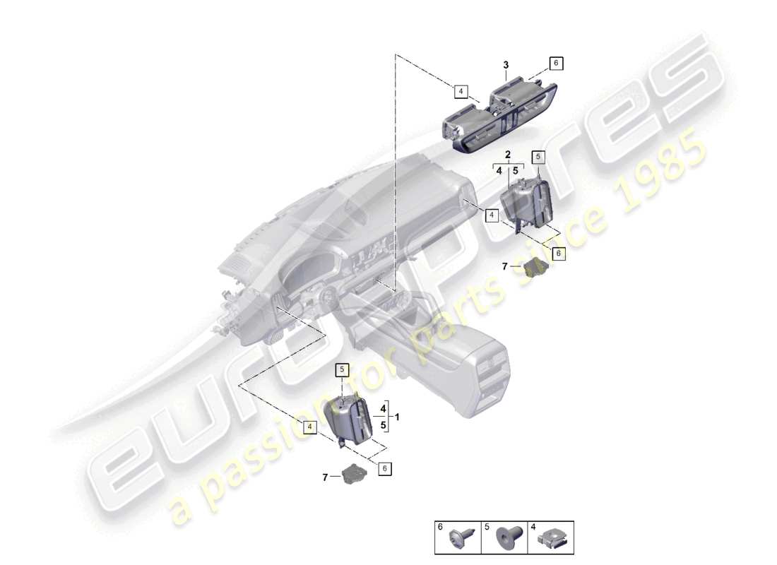 porsche 2026 (cayenne e3 pa) vent front dashboard part diagram