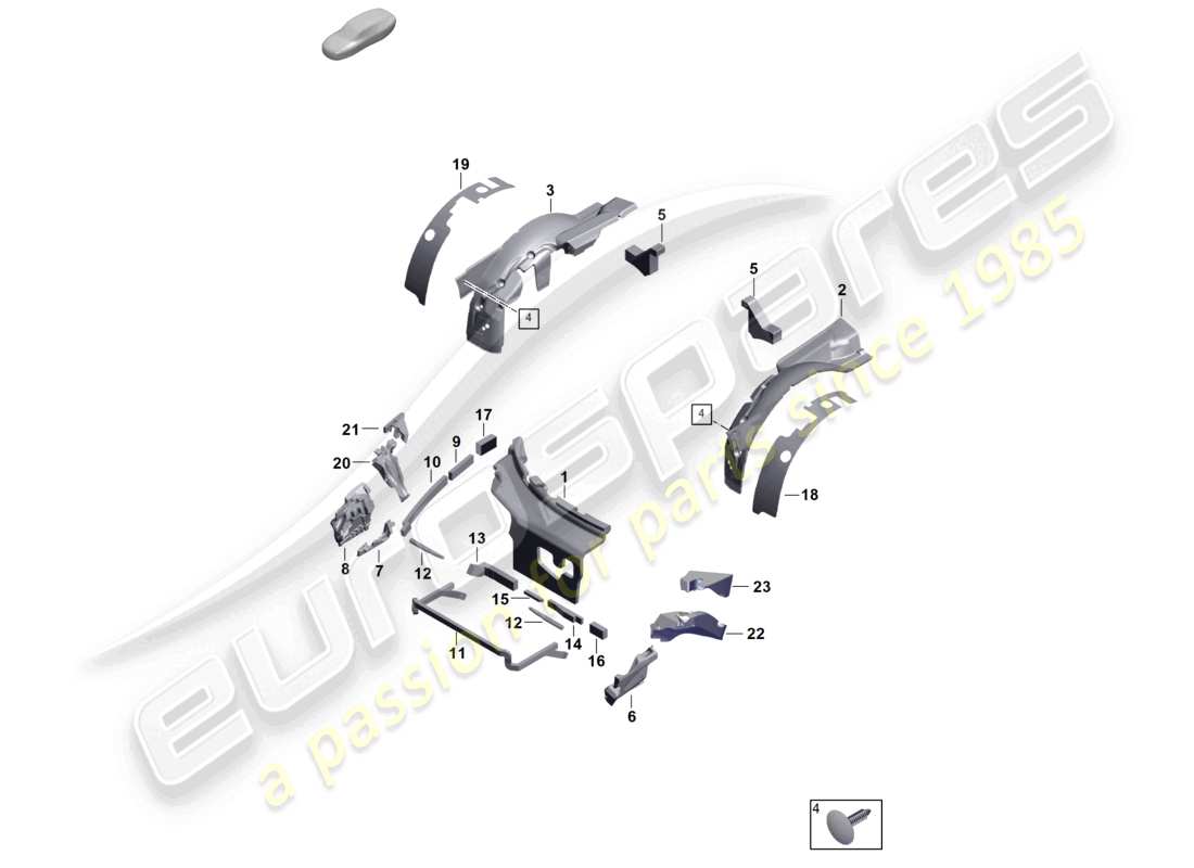 porsche 2026 (992-2 gt3) sound absorber damping body parts diagram