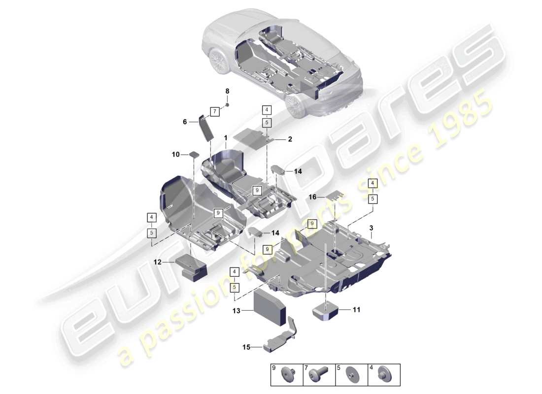 porsche 2025 (cayenne e3 pa) flooring rear part diagram