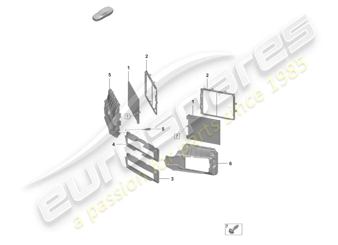 porsche 2023 (992-1) a/c condenser air guide housing sport design package parts diagram