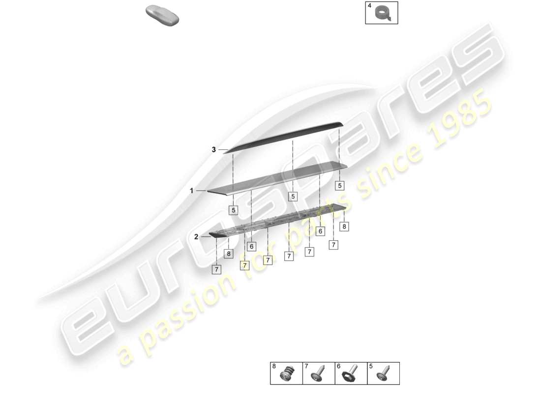 porsche 2025 (taycan 9j1-2) rear spoiler parts diagram