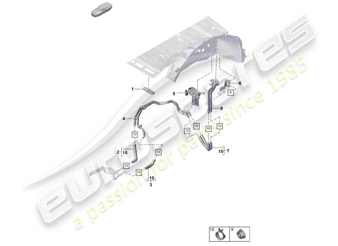 porsche 2025 (cayenne e3 pa) heater rear battery cooling system for vehicles with hybrid drive part diagram