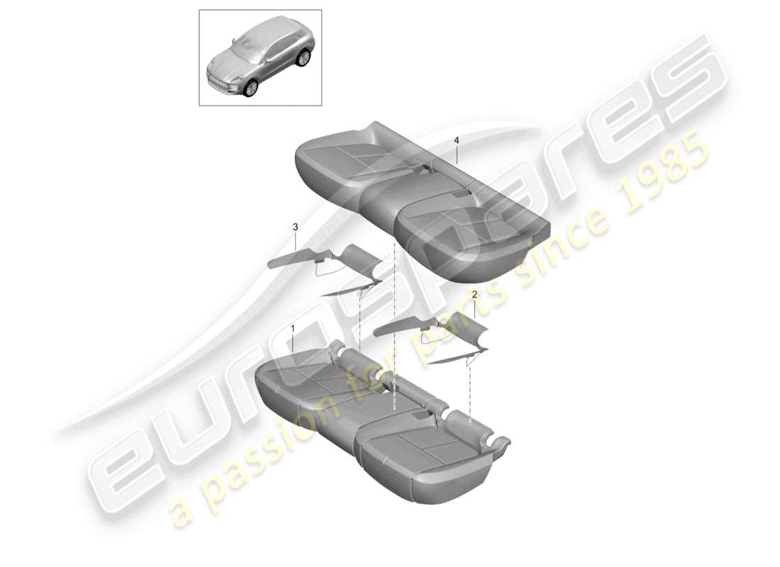 porsche 2026 (macan) foam part seat covers standard seat comfort seat part diagram