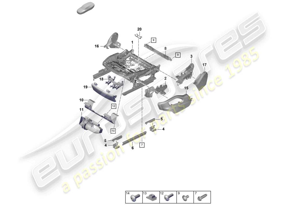 porsche 2026 (cayenne e3 pa) seat frame standard seat part diagram