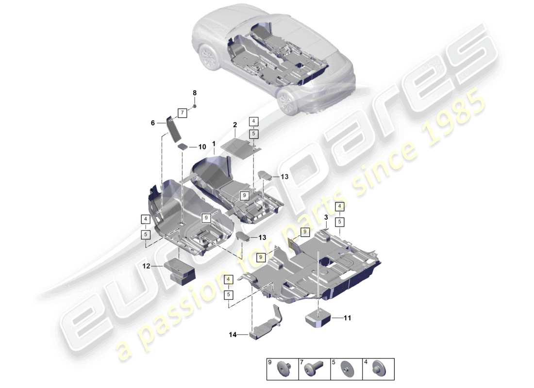porsche 2026 (cayenne e3 pa) flooring part diagram