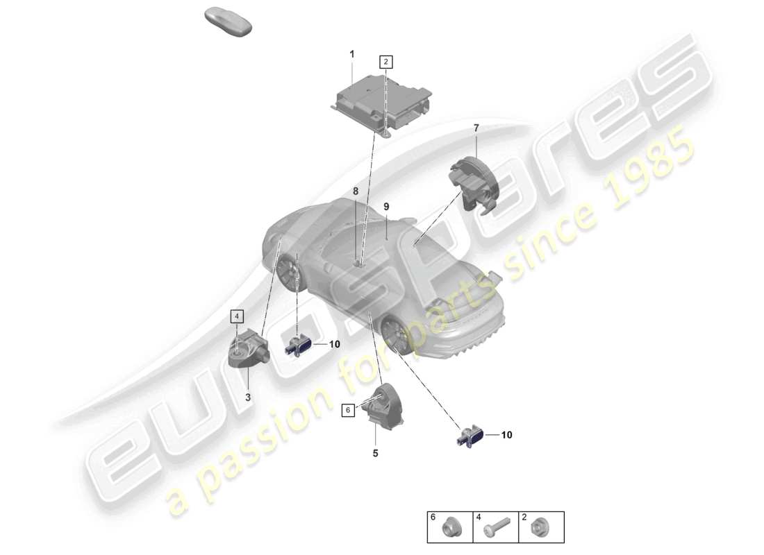 porsche 2025 (992-1 gt3/rs/st) control unit for airbag crash sensor for airbag parts diagram
