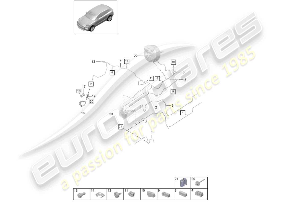 porsche 2025 (macan) brake line front front end part diagram
