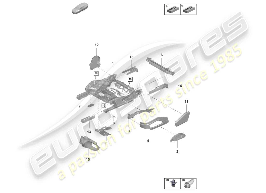 porsche 2023 (panamera 971-2) seat frame comfort seat sports seat parts diagram