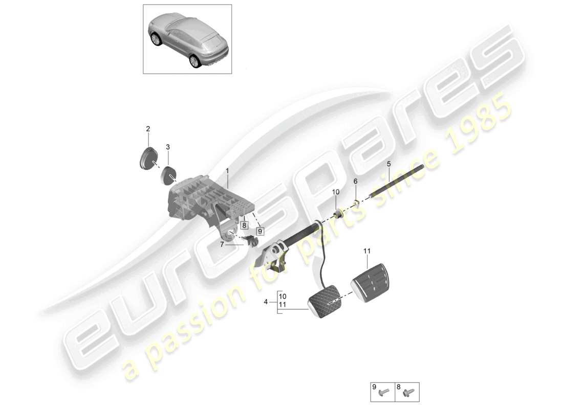 porsche 2024 (macan) brake pedal pr-l0r part diagram