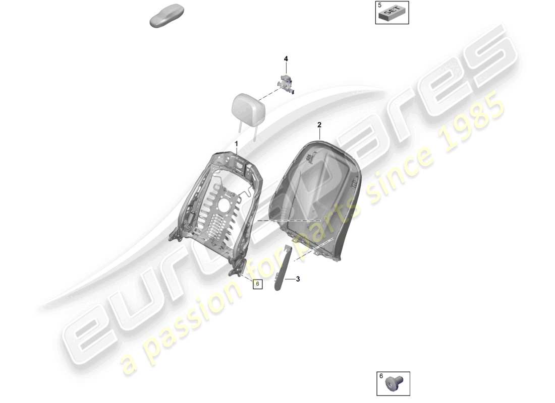 porsche 2025 (cayenne e3 pa) backrest frame backrest cover standard seat comfort seat part diagram