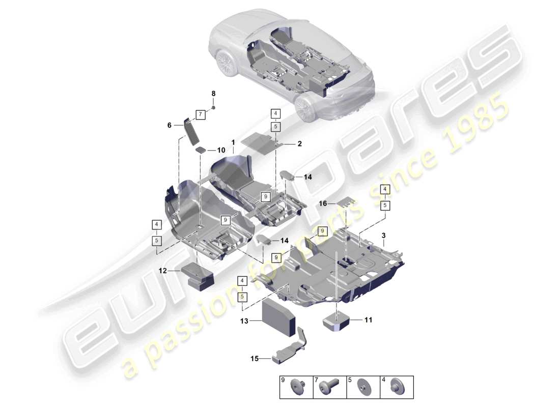 porsche 2025 (cayenne e3 pa) flooring rear part diagram