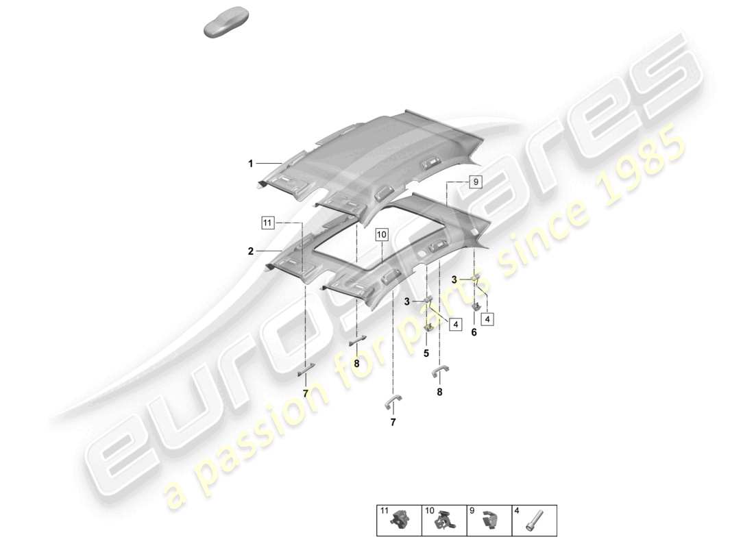 porsche 2026 (macan-e) roof trim grab handle accessories part diagram