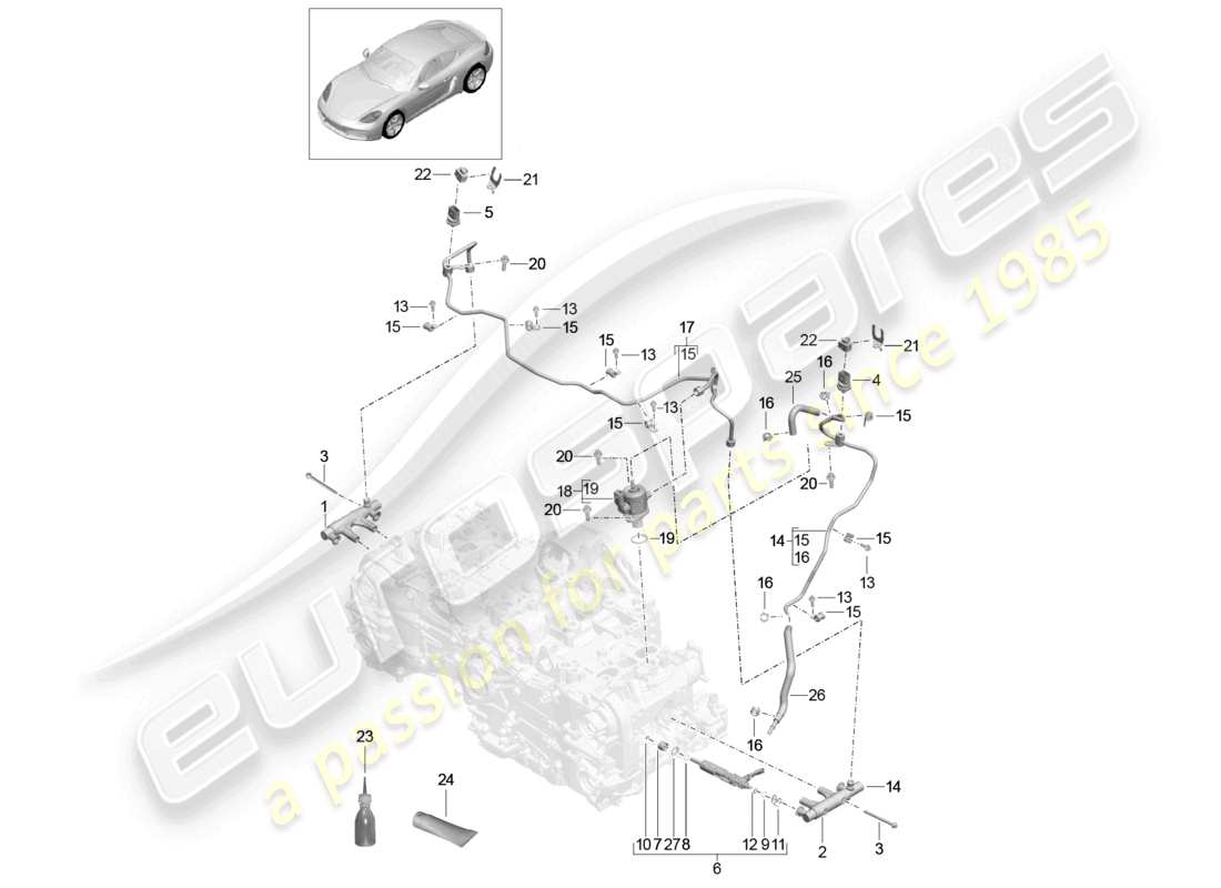 porsche 2022 (718 cayman) fuel collection pipe high pressure pump part diagram