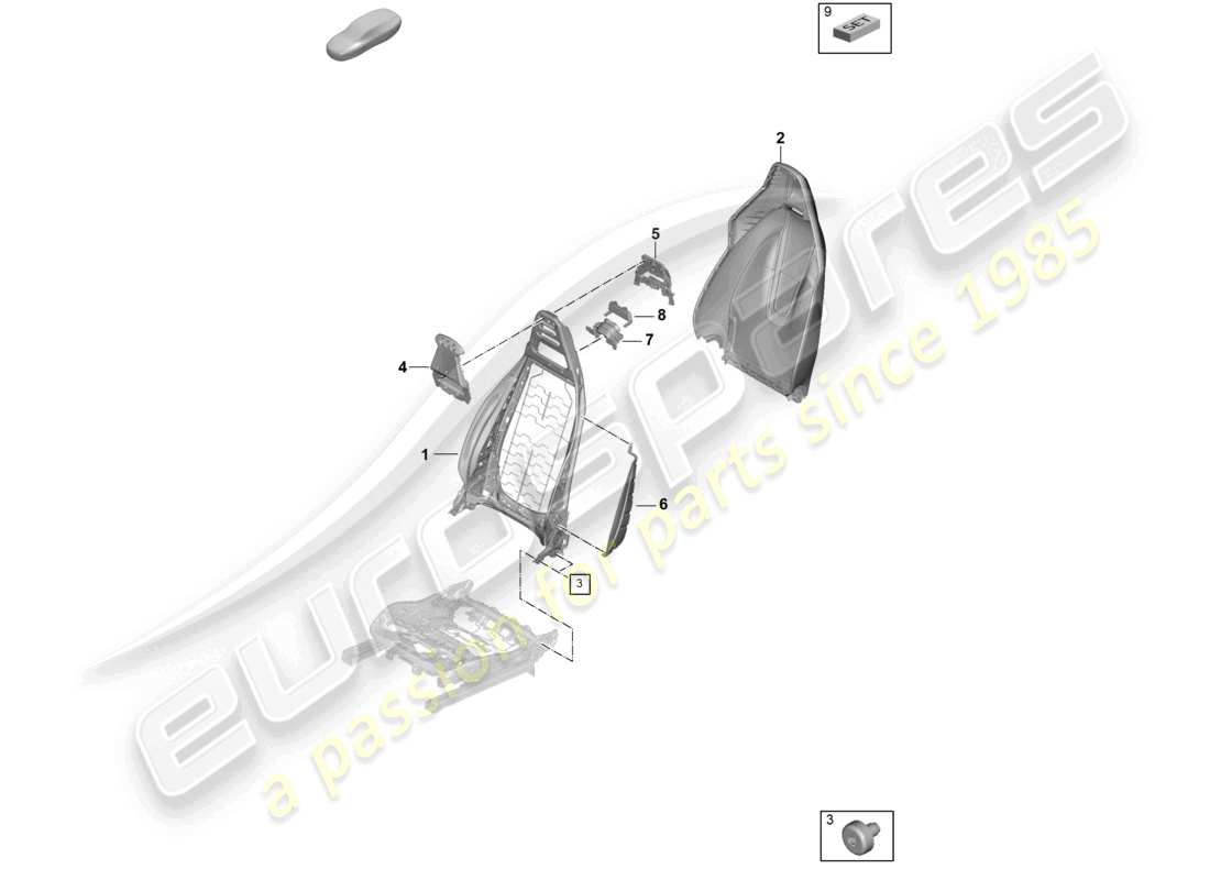 porsche 2025 (panamera 976) backrest frame backrest cover standard seat parts diagram