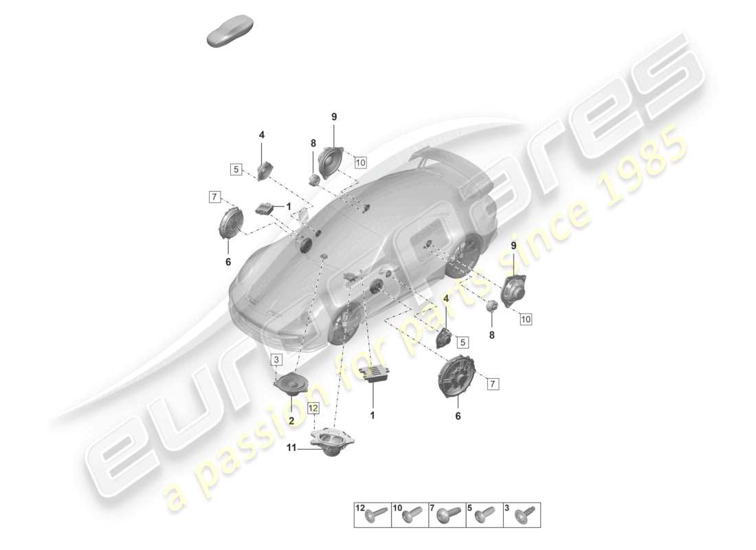 porsche 2023 (992-1 gt3/rs/st) loudspeaker parts diagram
