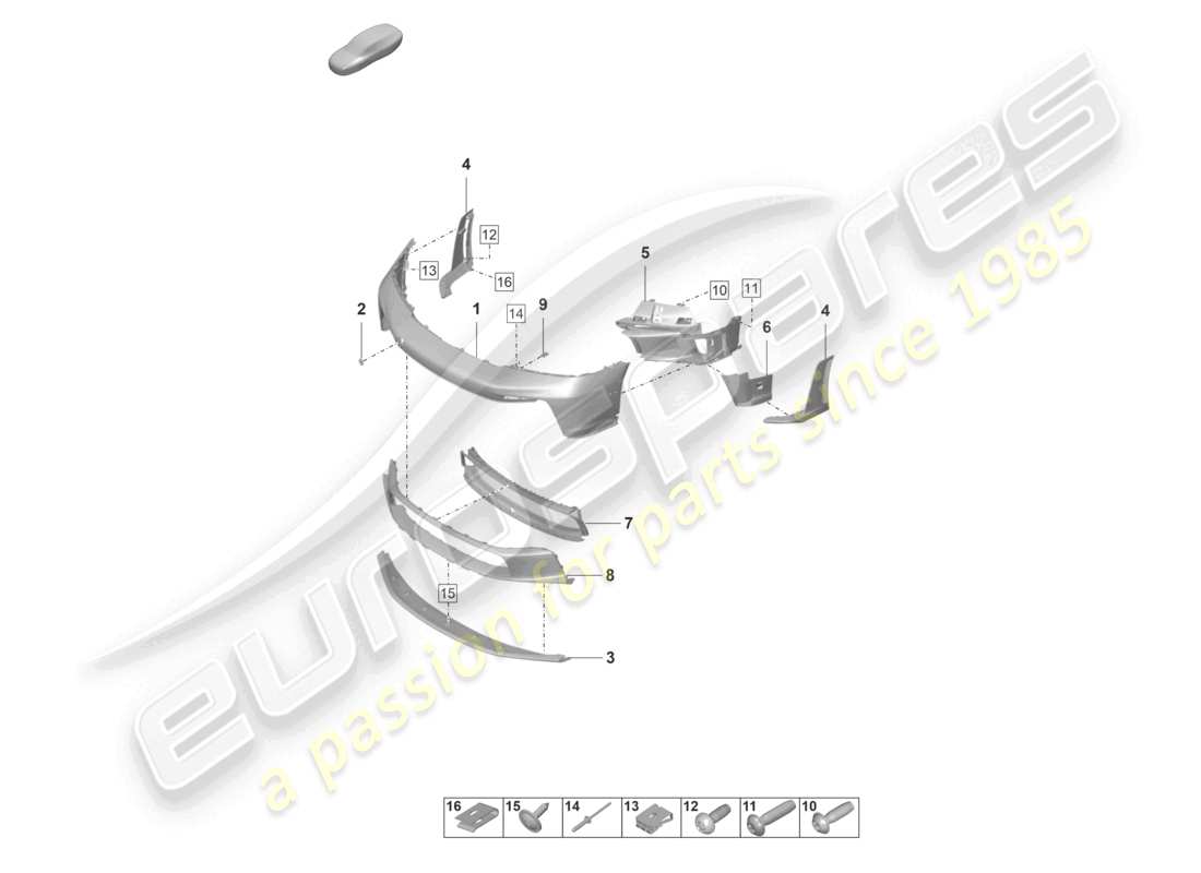 porsche 2025 (992-1 gt3/rs/st) bumper front gt3 rs parts diagram
