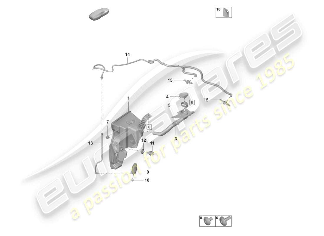 porsche 2023 (992-1 gt3/rs/st) windscreen washer system parts diagram