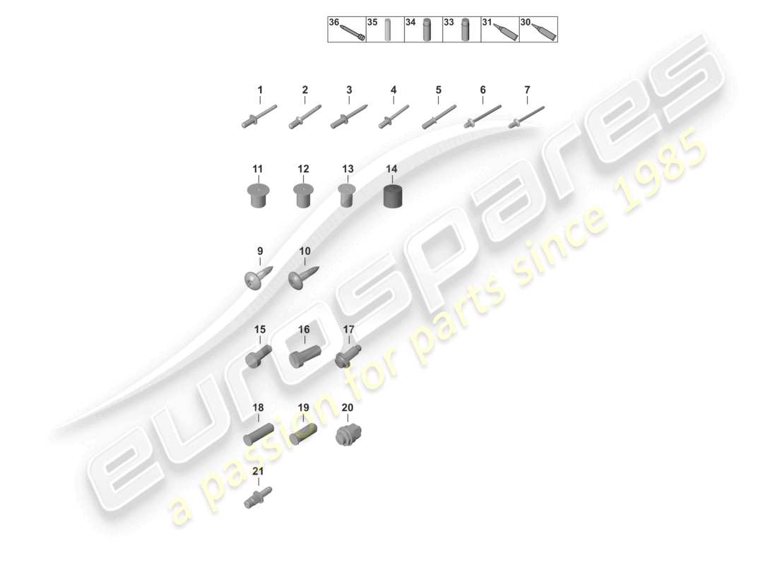 porsche 2023 (992-1) fasteners car body parts diagram