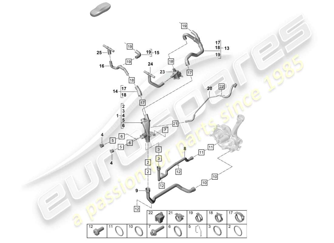 porsche 2026 (992-2 turbo / s) coolant cooling system distributor for coolant engine parts diagram