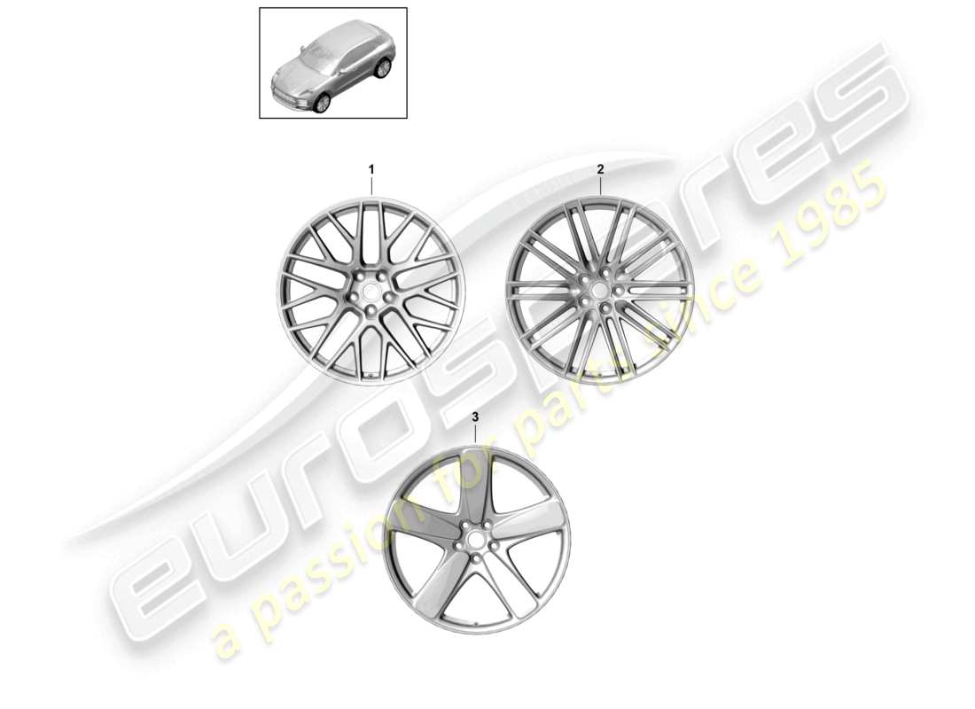 porsche 2023 (macan) alloy wheel 21 part diagram
